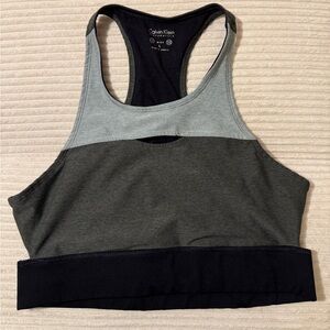 Calvin Klein Two-Tone Sports Bra in Green and Black